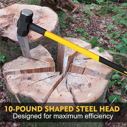 Sledge Hammer with Heavy Duty Construction,35-Inch Fiberglass Handle, Overstrike Protection, Textured Grip,6lbs Sledgehammers Strike Drilling/Crack Hammer