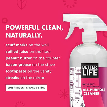 Better Life All Purpose Cleaner - Multipurpose Home and Kitchen Cleaning Spray for Glass, Countertops, Appliances, Upholstery- Multi-surface Spray Cleaner - Currant and Citrus, 32oz (Pack of 1)
