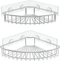 SMARTAKE 2-Pack Corner Shower Caddy, SUS304 Stainless Steel, Wall Mounted Bathroom Shelf with Adhesive, Storage Organizer for Toilet, Dorm and Kitchen (Silver)