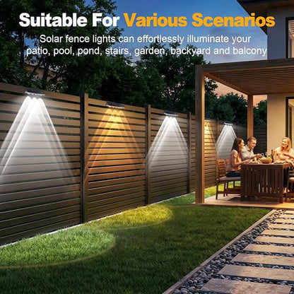 Tenmiro Solar Fence Lights Outdoor 6 Pack, 40 Modes RGB & Cold/Warm White Wall Lights with 5 Lens, IP67 Waterproof Dusk to Dawn Outside Lighs for Backyard, Patio, Yard, Pool, Deck, Railing Decor