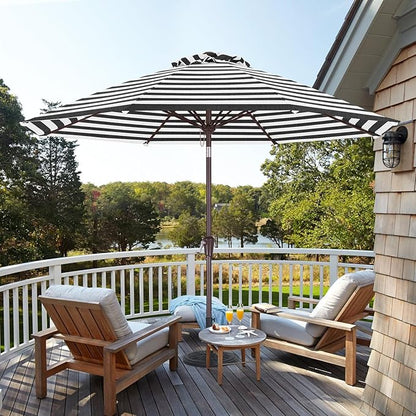 ABCCANOPY OLEFIN® 5-Year No Fading 9FT Patio Umbrella, Outdoor Table Umbrella with 8 Sturdy Ribs for Deck, Backyard, Yard (Black Stripe)