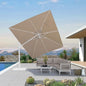 PURPLE LEAF 9' X 12' Right-left Tilt Patio Umbrella Swivel White Cantilever Umbrella with Tilt Aluminum Outdoor Umbrella with 360° Rotation for Deck Pool Garden, Beige