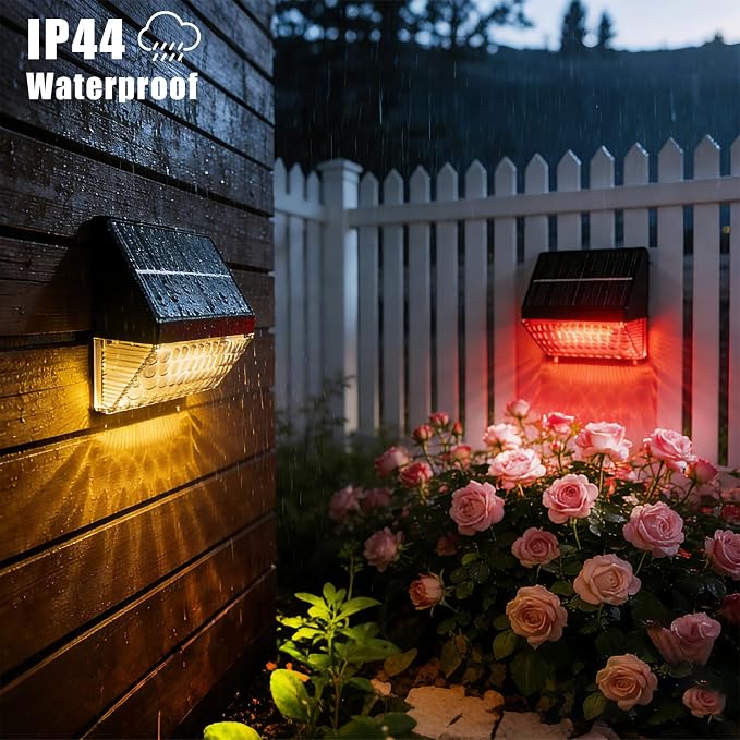 FVTLED Solar Fence Lights Outdoor, RGBW Color Changing Solar Wall Lights Outdoor with Remote Control, Waterproof LED Deck Light for Garden Yard Patio Deck Step Patio Wall (6 Pack)