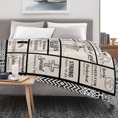 Bible Verse Christian Gift Blanket 40"x50", Inspirational Faith Throw for Believers, I Am a Child of God Blanket,Baptism Spiritual Gifts for Catholic Men Women