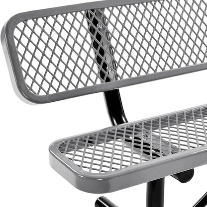 Global Industrial 6'L Heavy Duty Expanded Metal Mesh Bench with Backrest with Steel Frame, Portable Outdoor Bench, 1000 lbs Capacity, Gray, 72" L x 24" W x 33" H