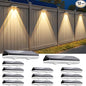 Solar Fence Lights Outdoor,3000/4500/6000K/RGB 13 Mode 12PACK Fence Lights Solar Powered High Brightness LED Lens IP65 Waterproof Solar Wall Light for Outside/Patio/Step/Backyard/Railing Pool/Deck