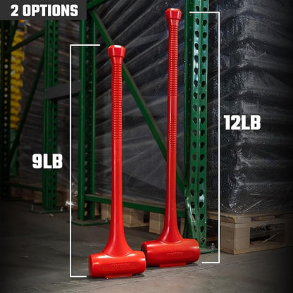 NEIKO 02884B 9 Lb Dead Blow Hammer, 30” Long, Red, Unibody Molded, Ergonomic Textured Handle, Spark and Rebound Resistant, One Piece Steel Core, 3 Inch Head