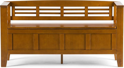 SIMPLIHOME Adams Entryway Storage Bench - 48 inch Wide Solid Wood Hallway Seat in Light Avalon Brown, Contemporary Bench for Entryway or Living Room with Lift-Up Lid and Spacious Storage