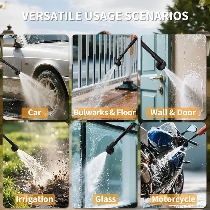 Cordless Pressure Washer, Portable Battery Power Washer Electric Car Pressure Washer Handheld with 6-in-1 Nozzle 3000mah Battery, Small Power Car Cleaner for Floor Garden Fence Depot