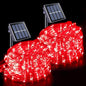 JMEXSUSS 2 * 200 LED Red Solar Rope Lights, 66ft IP 65 Waterproof Solar String Light Outdoor, 8 Modes Christmas Lights for Camp Trampoline Ladder Slide Tent