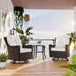 COOS BAY Stone Harbor Patio Bistro Set, 3 Piece Rattan Patio Table and Chairs Set, Wicker Swivel Rockers with Side Table, Small Balcony Furniture Set, Brown/Beige