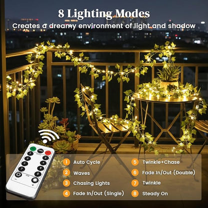 DomeStar 40Ft 120 LED Fairy Lights with Vines, Vines with Light for Bedroom, Curtain String Lights with Remote for Dorm, Wedding, Party, Wall, Indoor, Outdoor Holiday Home Decor