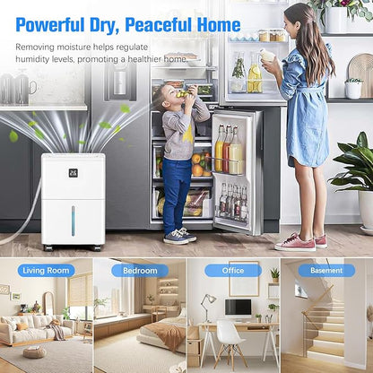 DEVERSE Max 25 Pints Dehumidifier for Home/Bedroom/Basement, 1500 Sq.Ft Coverage, with Drain Hose, Smart Humidity Control & Large Tank