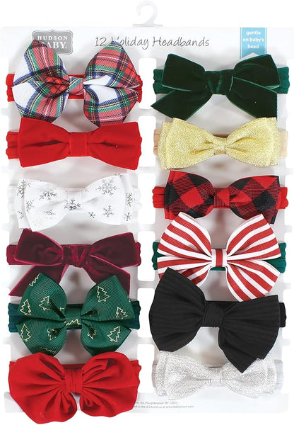 Hudson Baby Cotton and Synthetic Headbands, Size 0-24 Months
