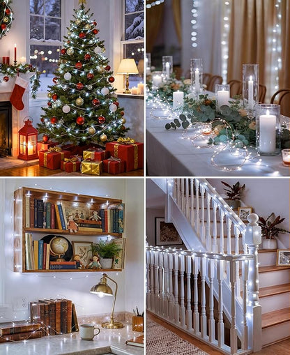 Plug-in Fairy Lights, 66 Ft 200 LED String Light with Remote, 8 Modes, Timer and Dimming Twinkle Lights for Indoor, Bedroom, Party, Decoration, Holiday, Cold White