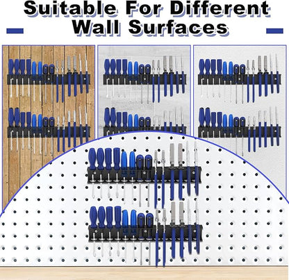 Screwdriver Organizer Wall Mount, Screw Driver Holder,Metal Plier Rack Utility Tool Rack Organizers and Storage Rack for Garage Workshop Workbench Tool Chest Cart (2 PCS)