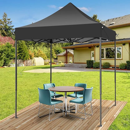 COBIZI 6.6x6.6 Heavy Duty Pop up Canopy Tent Without Sidewalls, Easy Set-up Commercial Outdoor Party Tent, 100% Waterproof Wedding Canopy Gazebo, 3 Height Adjustable with Carry Bag, Black