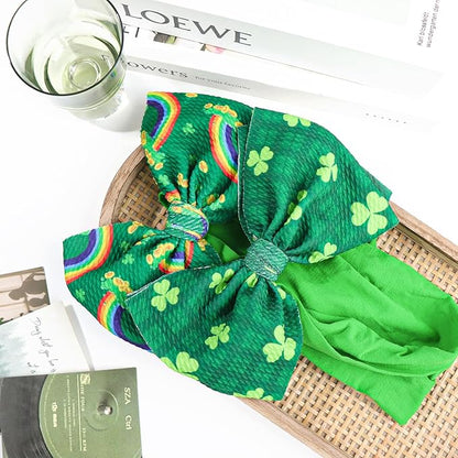 St Patricks Day Baby Hair Bows Green Headband Baby Girl Hair Accessories St. Patrick Green Bow Shamrock Headband Rainbow Big Bows Infant Newborn