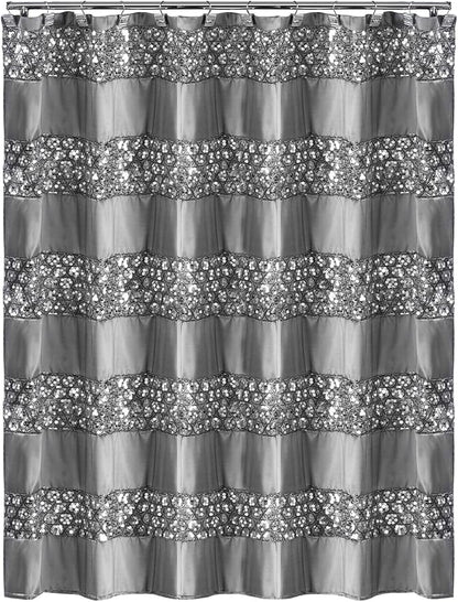 Zahari Home Sinatra 13pc Bathroom Shower Curtain Set - Classic Luxury Fabric Curtains with Unique Design & 12 Hooks