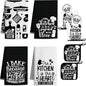 8 Pcs Farmhouse Kitchen Decor Accessories Set 4 Black White Kitchen Dish Towels 2 Oven Mitts 2 Pot Holders Kitchens Towels Pot Holders Oven Mitt Decor for Cooking Baking Housewarming Daughter Mom Gift