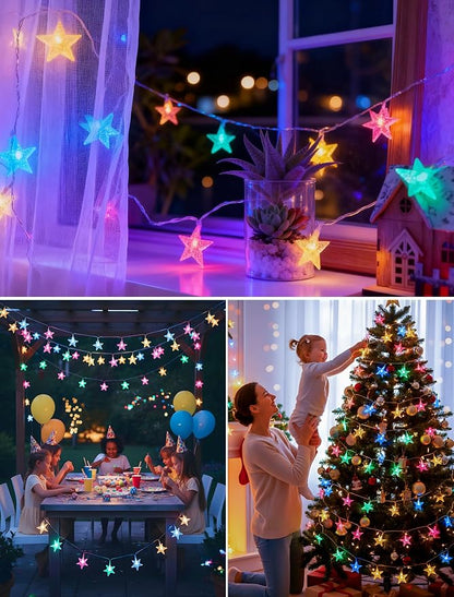 Star String Lights Plug in,39ft 100LED Easter Lights with Remote, Hanging Star Decorations Lights Waterproof for Indoor Outdoor Bedroom Classroom Dorm Kids Tent Party Decor,Multicolor