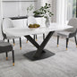 Modern Rectangle Marble Dining Table for 6,71" White Marble Sintered Stone Top Dining Table,Rectangle Dining Room Table with X-Shape Carbon Steel Pedestal for Kitchen/Living Room(Table Only)