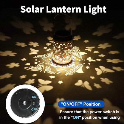 JEJOT Butterfly Solar Lanterns Outdoor Waterproof, Mothers Day Gifts, Birthday Gifts for Women Mom Grandma,Metal Hanging Solar Lantern for Yard,Garden,Porch Landscape Deconrations-1 Pack