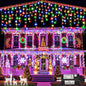 Icicle lights Outdoor - 33ft Christmas Lights with 400LED 75 Drops 8 Modes, Plug in Curtain String Lights Waterproof for Holiday Wedding Party Home Garden Bedroom Indoor Outdoor Decoration, Multicolor
