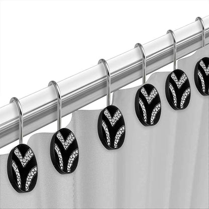 Zahari Home 13pc Sinatra Bathroom Shower Curtain Set Classic Shower Curtain & 12 Shower Curtain Hooks Luxury Fabric Shower Curtain Unique Design Bling Black Shower Curtain Set