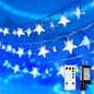Star String Lights Plug in,39ft 100LED Fairy Lights with Remote, Hanging Star Decorations Lights Waterproof for Indoor Outdoor Bedroom Classroom Dorm Kids Tent Party Decor,Blue White