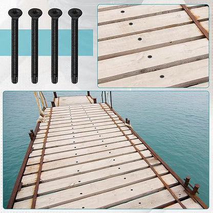 (300pcs) 5/16-18 x 2-1/2" Flat Head Thread Cutting Trailer Deck Screws, Black Phosphate, Package Contains T40 Star Drivea and 9/32 Drill bit