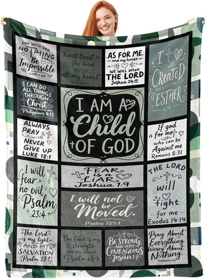 Christian Throw Blanket for Couch, Inspirational Gift for Women, Soft Plush Flannel Blanket, 50"x 60" Thoughts and Prayers Blankets for Bedroom Sofa Living Room Christmas Halloween Decoration