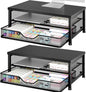 OPNICE Computer Monitor Stand Riser, Desk Organizer with Drawer, Laptop Stand, Office Desk Accessories & Workspace Desktop Organizers Storage for Office Supplies(Black 2-Pack)