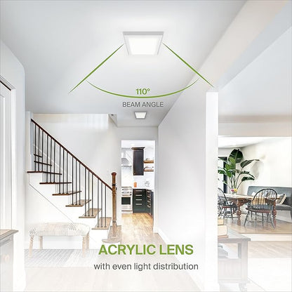ASD LED 5" Square Flush Mount Light | 10W 740LM 3000-5000K 120V | 3CCT, Dimmable, Ultra Slim, ETL Listed | Thin Surface Lamp, Bedroom Ceiling Lighting | White, 6 Pack