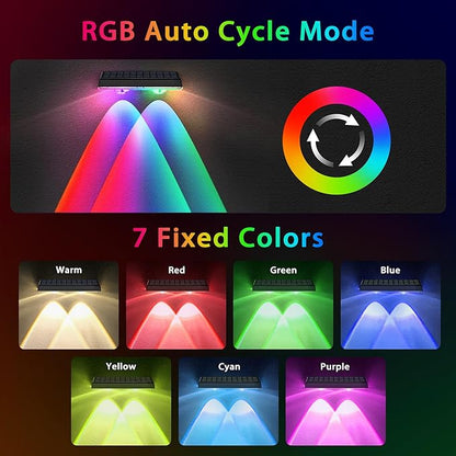 Solar Fence Lights Outdoor - 2 Pack RGB Fence Lights Solar Powered, 7 Color Modes & Warm White, IP67 Waterproof Dusk to Dawn Solar Powered Lights 12+ Hours for Fence/Backyard/Wall/Step/Patio/Deck