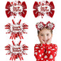 CN 4PCS Valentines Day Hair Bows for Girls Red Pink Love Heart Hair Clips Grosgrain Ribbon with Alligator Clips Hair Accessories for Kids Toddler Teens on Valentines Birthday