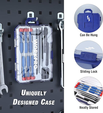 WORKPRO 12 in 1 Torx Screwdriver Set with T3 T4 T5 T6 T8 T10 Security Torx Bit & Precision Magnetic Screwdrivers, Tweezers,Pry Bars, Spudger for Eyeglass, Watch, Computer, Phone, with Case