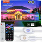 Lumary Permanent Outdoor Lights 2 with Remote, Slide-Base, 100ft with 60 RGBAICW LEDs for House Daily & Accent Lighting, 110+ Scene Modes for Christmas Outdoor Decor, Work with Alexa Google, White