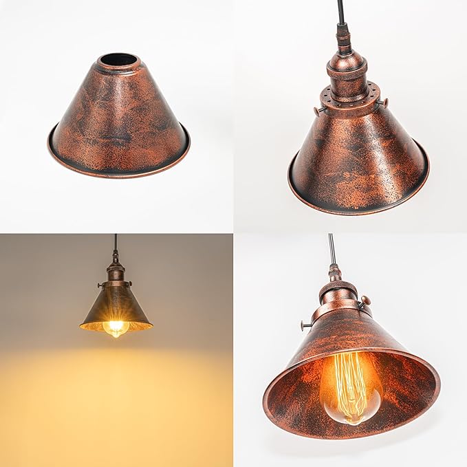 1x Plug in Cable Track Rail, 2X Adjustable Cord Rust Track Lighting Fixtures E26 Base H-Type Vintage Design for Kitchen Loft(No Bulb)