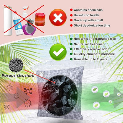 Mayunuo Activated Charcoal Odor Absorber for Strong Odor, Basement, Cars, Closets, Shoes, Smoke. 16 Pack Bamboo Charcoal Air Purifying Bags Deodorizer Odor Eliminator for Home