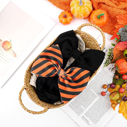 Halloween Baby Girl Bows Elastic Nylon Halloween Hairbands Headbands with Bows for Newborn Hair Accessories 2 PCS