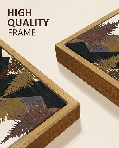 KUVIOKE Mountains Framed Wall Art Sun Range Landscape Wall Decor Farmhouse Bedroom Living Room Ready to Hang 8x16in3pcs Natural Framed