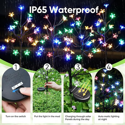 Solar Garden Lights Garden Decor, Solar Flowers Outdoor Decorative,2Pack 40LED Fairy Solar Lights Outdoor Waterproof for Outside Yard,Lawn,Patio,Pathway Christmas Decorations Gardening Gifts