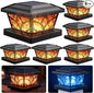 SIEDiNLAR Flickering Flame Solar Post Cap Lights 4 Modes 6 Pack, Upgrade Model for 4x4 5x5 6x6 Wood & Vinyl Posts, Waterproof Outdoor Fence Deck Patio Decor, Warm White/Blue Light (Black)