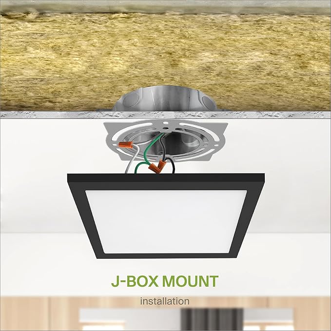 ASD LED 9" Square Flush Mount Light | 18W 1270LM 3000-5000K 120V | 3CCT, Dimmable, Ultra Slim, ETL Listed | Thin Surface Lamp, Bedroom Ceiling Lighting | Black