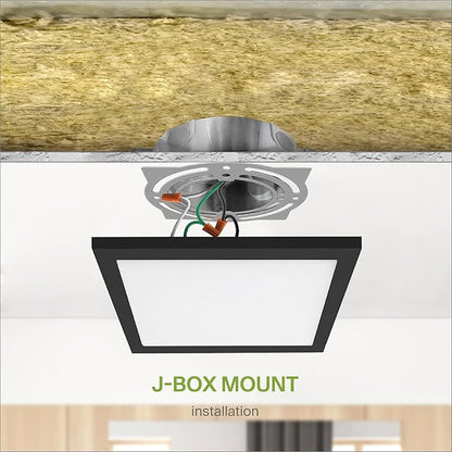 ASD LED 9" Square Flush Mount Light | 18W 1270LM 3000-5000K 120V | 3CCT, Dimmable, Ultra Slim, ETL Listed | Thin Surface Lamp, Bedroom Ceiling Lighting | Black