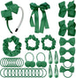 LACGO Pack of 37 Hair Bow Accessories - School Uniform Hair Clips Grosgrain Bow Headband Ribbon Alligator Ponytail Holder for Toddlers Teen Girls Uniform Party Prom Wedding(Dark Green)