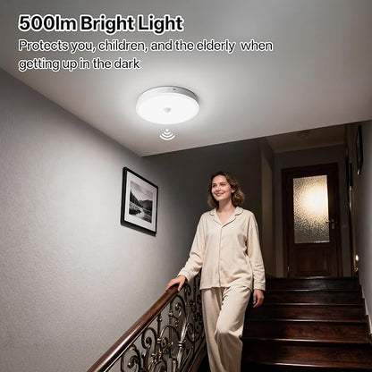 Homelist 2026 New 12000mAh Rechargeable Ceiling Light, Motion Sensor Ceiling Light with Remote, Battery Operated Closet Light for Shower, Garage, Porch, 6500K Cool White