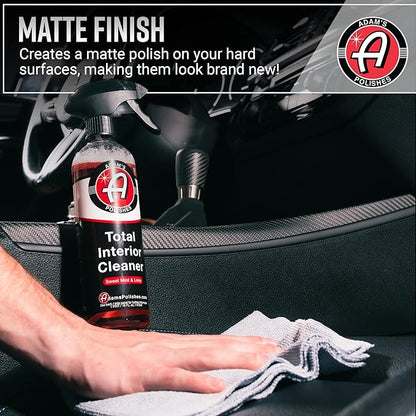 Adam's Polishes Total Interior Cleaner & Protectant, Quick Detailer & SiO2 Protection, Ceramic Infused, Anti-Static, OEM Finish, For Leather, Vinyl, Plastics, Glass & More