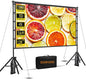Outdoor Projector Screen with Stand, TOWOND 120 inch Portable Movie Screen, 16:9 HD Foldable Anti-Crease Projection Screen with Carry Bag for Home Theater Outdoor Indoor Support Double Sided